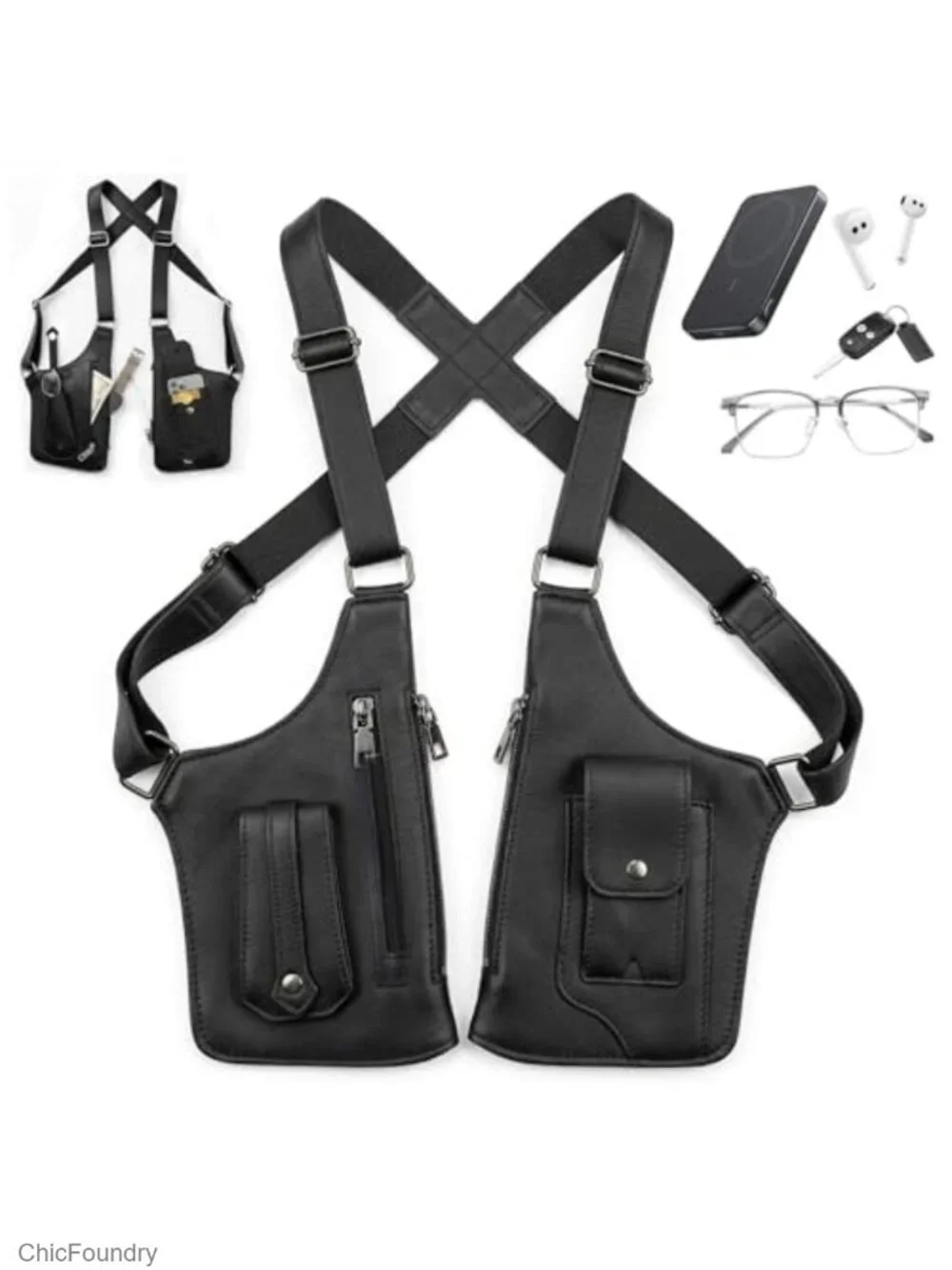 Genuine Leather Slim Concealable Crossbody Shoulder Bag Anti-Theft Travel